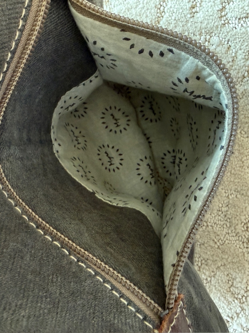 Myra Canvas and Leather Heavy-Duty  Crossbody Boho Bag in Gray and Brown - Picture 5 of 14